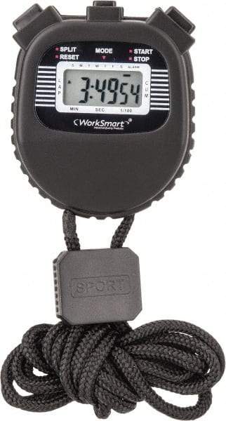 Value Collection - LCD Digital Stopwatch - 3 Functions, 1/100 Sec Resolution, Black - Top Tool & Supply