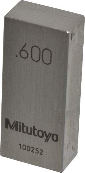 Mitutoyo - 0.6" Rectangular Steel Gage Block - Accuracy Grade 0, Includes Certificate of Inspection - Top Tool & Supply