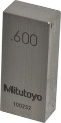 Mitutoyo - 0.6" Rectangular Steel Gage Block - Accuracy Grade 0, Includes Certificate of Inspection - Top Tool & Supply