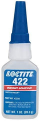 Loctite - 1 oz Bottle Clear Instant Adhesive - Series 422, 30 sec Working Time, 24 hr Full Cure Time, Bonds to Metal, Plastic & Rubber - Top Tool & Supply