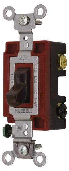 Hubbell Wiring Device-Kellems - 3 Pole, 120 to 277 VAC, 15 Amp, Industrial Grade, Toggle, Wall and Dimmer Light Switch - 1-5/16 Inch Wide x 4-1/16 Inch High - Top Tool & Supply