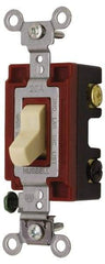 Hubbell Wiring Device-Kellems - 3 Pole, 120 to 277 VAC, 15 Amp, Industrial Grade, Toggle, Wall and Dimmer Light Switch - 1-5/16 Inch Wide x 4-1/16 Inch High - Top Tool & Supply