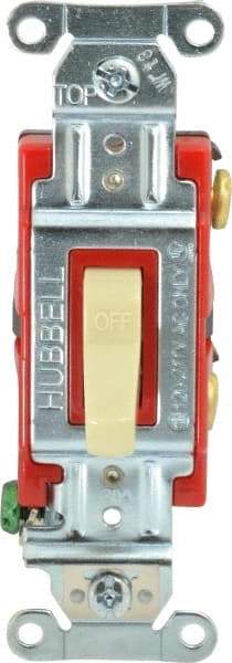 Hubbell Wiring Device-Kellems - 1 Pole, 120 to 277 VAC, 20 Amp, Industrial Grade, Toggle, Wall and Dimmer Light Switch - 1-5/16 Inch Wide x 4-1/16 Inch High - Top Tool & Supply