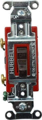 Hubbell Wiring Device-Kellems - 2 Pole, 120 to 277 VAC, 20 Amp, Industrial Grade, Toggle, Wall and Dimmer Light Switch - 1-5/16 Inch Wide x 4-1/16 Inch High - Top Tool & Supply