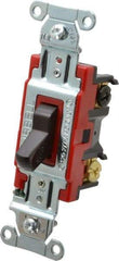 Hubbell Wiring Device-Kellems - 3 Pole, 120 to 277 VAC, 20 Amp, Industrial Grade, Toggle, Wall and Dimmer Light Switch - 1-5/16 Inch Wide x 4-1/16 Inch High - Top Tool & Supply