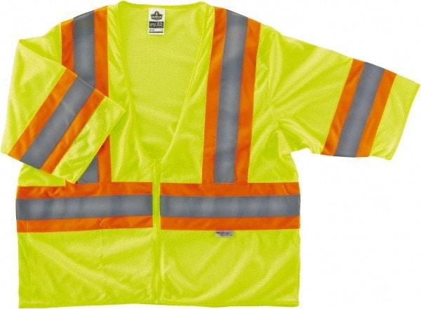 Ergodyne - Size 2X/3XL High Visibility Lime Mesh General Purpose Vest - 52 to 58" Chest, ANSI/ISEA 107, Zipper Closure, 1 Pocket, Polyester - Top Tool & Supply