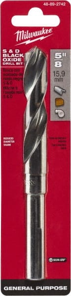 Mechanics Drill Bit: 5/8″ Dia, 135 ™, High Speed Steel, Weldon Shank Oxide Finish, 6″ OAL