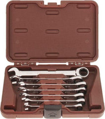 Paramount - 7 Piece, 10mm to 18mm, Ratcheting Combination Wrench Set - Metric Measurement Standard, Full Polish Chrome Finish, Comes in Blow Molded Case - Top Tool & Supply