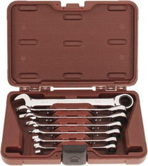 Paramount - 7 Piece, 3/8" to 3/4", Ratcheting Combination Wrench Set - Inch Measurement Standard, Full Polish Chrome Finish, Comes in Blow Molded Case - Top Tool & Supply