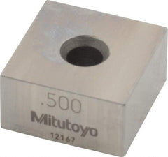 Mitutoyo - 0.5" Square Steel Gage Block - Accuracy Grade 0, Includes Certificate of Inspection - Top Tool & Supply