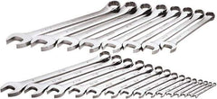 SK - 23 Piece, 1/4" to 1-1/2", 12 Point Combination Wrench Set - Inch Measurement Standard, Chrome Finish, Comes in Rack - Top Tool & Supply