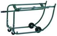 Drum Cradle - 1"O.D. x 14 Gauge Steel Tubing - For 55 Gallon drums - Bung Drain 18-7/8" off floor - 5" Rubber wheels - 3" Rubber casters - Top Tool & Supply