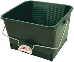 Wooster Brush - 4 Gal, 9" High, Polypropylene Square Green Single Pail - Handle Included, 13-1/2" Top Length x 15" Top Width - Top Tool & Supply