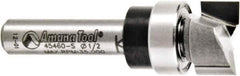 Amana Tool - 1/2" Cut Diam, 1/4" Length of Cut, 2 Flute Pattern-Cutting Edge Profile Router Bit - Solid Carbide, 1/4" Shank Diam, 1-5/8" OAL, Uncoated - Top Tool & Supply