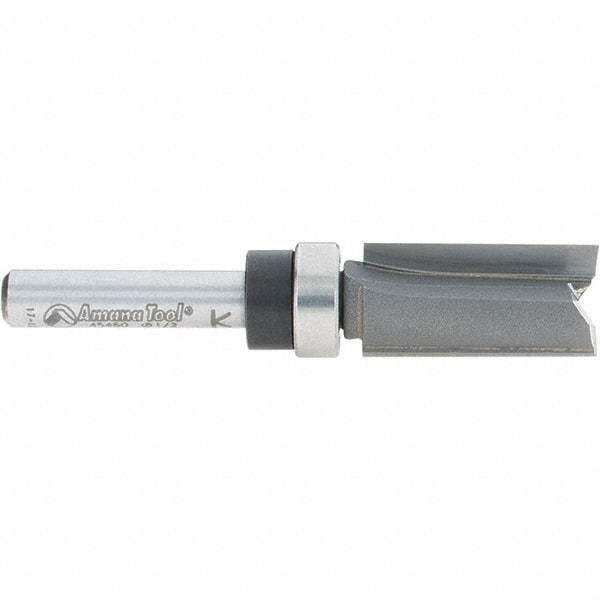 Amana Tool - 1/2" Cut Diam, 1" Length of Cut, 2 Flute Pattern-Cutting Edge Profile Router Bit - Carbide-Tipped, 1/4" Shank Diam, 2-1/2" OAL, Uncoated - Top Tool & Supply