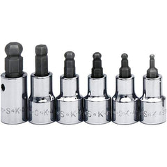 SK - 6 Piece 3/8" Drive Inch Ball Hex Bit Socket Set - 5/32 to 3/8" Hex - Top Tool & Supply