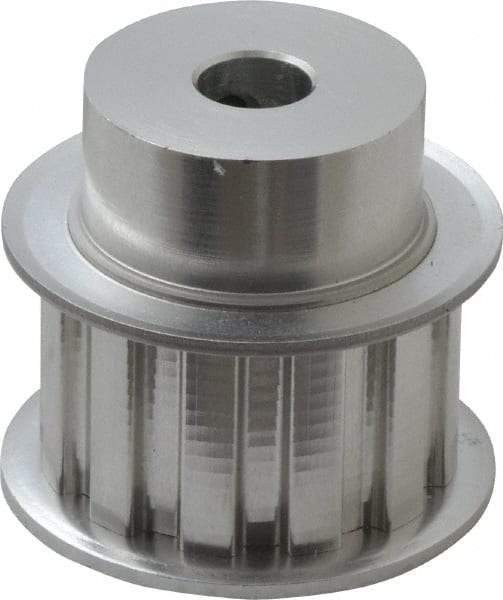 Power Drive - 12 Tooth, 3/8" Inside x 1.402" Outside Diam, Hub & Flange Timing Belt Pulley - 3/4" Belt Width, 1.432" Pitch Diam, 1" Face Width, Aluminum - Top Tool & Supply