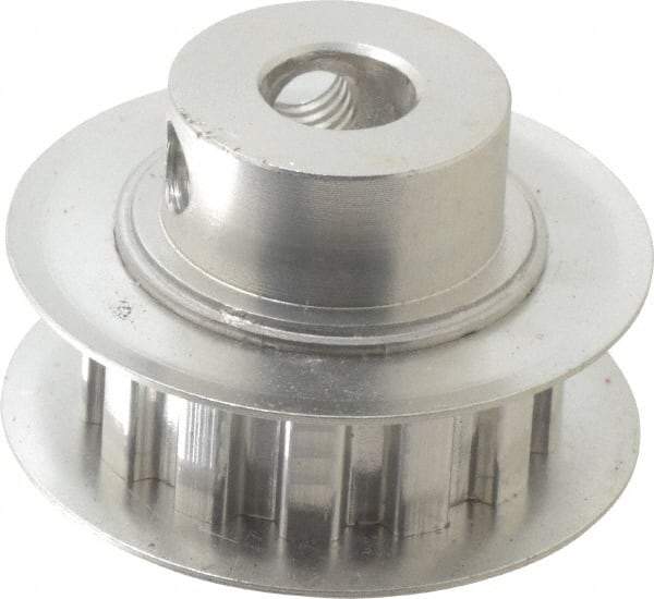 Power Drive - 13 Tooth, 1/4" Inside x 0.808" Outside Diam, Hub & Flange Timing Belt Pulley - 1/4" Belt Width, 0.828" Pitch Diam, 0.438" Face Width, Aluminum - Top Tool & Supply