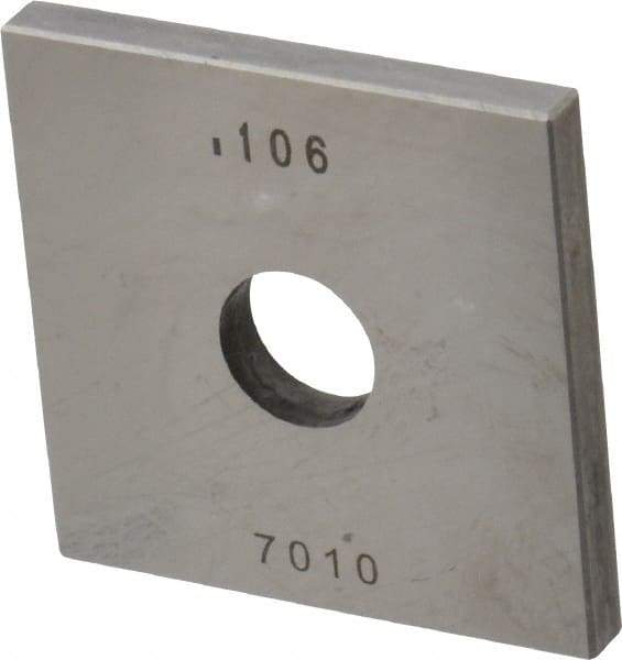 Value Collection - 0.106" Square Steel Gage Block - Accuracy Grade 0, Includes NIST Traceability Certification - Top Tool & Supply