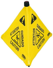 Rubbermaid - Caution, 21" Wide x 30" High, Plastic Floor Sign - POP-UP, Black on Yellow, For Accident Prevention - Top Tool & Supply