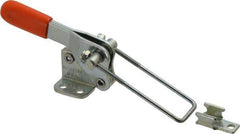 Lapeer - 500 Lb Capacity, Vertical, U Hook, Flanged Base, Carbon Steel Pull Action Latch Clamp - 1-1/2" Drawing Movement, 3-1/8" OAL, Straight Handle - Top Tool & Supply