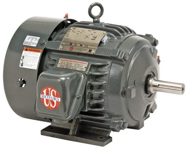 US Motors - 1/2 hp, TENV Enclosure, No Thermal Protection, 1,725 RPM, 230/460 Volt, 60 Hz, Three Phase Premium Efficient Motor - Size 56 Frame, Rigid Mount, 1 Speed, Ball Bearings, 1.7/0.85 Full Load Amps, B Class Insulation, Reversible - Top Tool & Supply