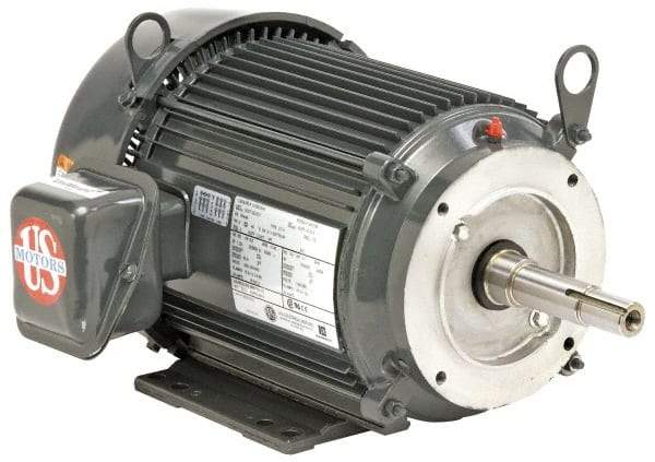 US Motors - 10 hp, TEFC Enclosure, No Thermal Protection, 1,760 RPM, 230/460 Volt, 60 Hz, Three Phase Premium Efficient Motor - Size 215 Frame, Rigid Mount, 1 Speed, Ball Bearings, 23.8/11.9 Full Load Amps, F Class Insulation, Reversible - Top Tool & Supply