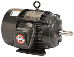 US Motors - 15 hp, TEFC Enclosure, No Thermal Protection, 1,775 RPM, 200 Volt, 60 Hz, Three Phase Premium Efficient Motor - Size 254 Frame, Rigid Mount, 2 Speed, Ball Bearings, 43 Full Load Amps, F Class Insulation, Reversible - Top Tool & Supply