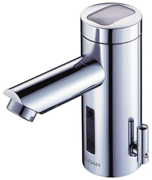 Sloan Valve Co. - Chrome Single Hole Electronic & Sensor Faucet with External Mixer - Powered by Battery, Standard Spout, 4" Mounting Centers - Top Tool & Supply