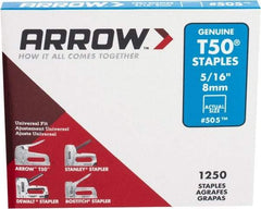 Arrow - 3/8" Wide High Carbon Steel Heavy-Duty Staples - 5/16" Leg Length - Top Tool & Supply