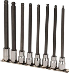 SK - 8 Piece 3/8" Drive Metric Ball Hex Bit Socket Set - 3 to 10mm Hex - Top Tool & Supply