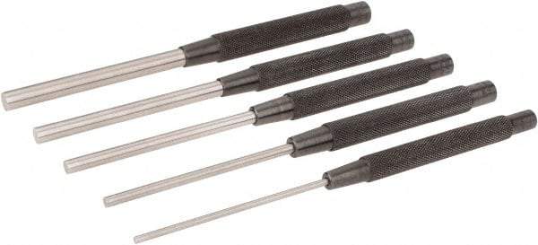 Starrett - 5 Piece, 1/8 to 3/8", Pin Punch Set - Round Shank, Comes in Plain Box - Top Tool & Supply