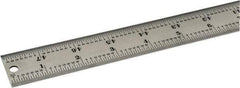 Starrett - 48" Long, 1/64, 1/32, 1/16, 1/8" Graduation, Rigid Spring Steel Rule - 4R Graduation Style, 1-1/4" Wide, Silver, Satin Chrome Finish - Top Tool & Supply