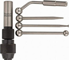 Starrett - Single End, Center Finder Set Mechanical - 0.25 Inch Head Diameter, Ball, Conical, Disc Head Type, Includes 4 Attachments, Case, Holder, 4 Pieces - Top Tool & Supply