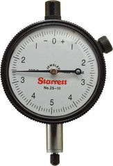 Starrett - 0.025" Range, 0-5-0 Dial Reading, 0.0001" Graduation Dial Drop Indicator - 2-1/4" Dial, 0.01" Range per Revolution - Top Tool & Supply