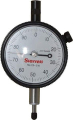 Starrett - 1/4" Range, 0-100 Dial Reading, 0.001" Graduation Dial Drop Indicator - 2-1/4" Dial, 0.1" Range per Revolution, Revolution Counter - Top Tool & Supply