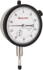 Starrett - 1/2" Range, 0-100 Dial Reading, 0.001" Graduation Dial Drop Indicator - 2-1/4" Dial, 0.1" Range per Revolution, Revolution Counter - Top Tool & Supply