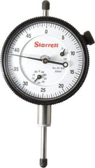 Starrett - 1" Range, 0-50 Dial Reading, 0.0005" Graduation Dial Drop Indicator - 2-1/4" Dial, 0.05" Range per Revolution, Revolution Counter - Top Tool & Supply