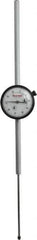 Starrett - 4" Range, 0-100 Dial Reading, 0.001" Graduation Dial Drop Indicator - 2-1/4" Dial, 0.1" Range per Revolution, Revolution Counter - Top Tool & Supply