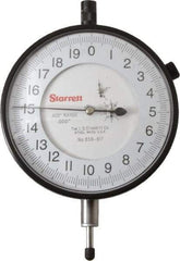 Starrett - 0.4" Range, 0-20 Dial Reading, 0.0001" Graduation Dial Drop Indicator - 3-5/8" Dial, 0.02" Range per Revolution - Top Tool & Supply