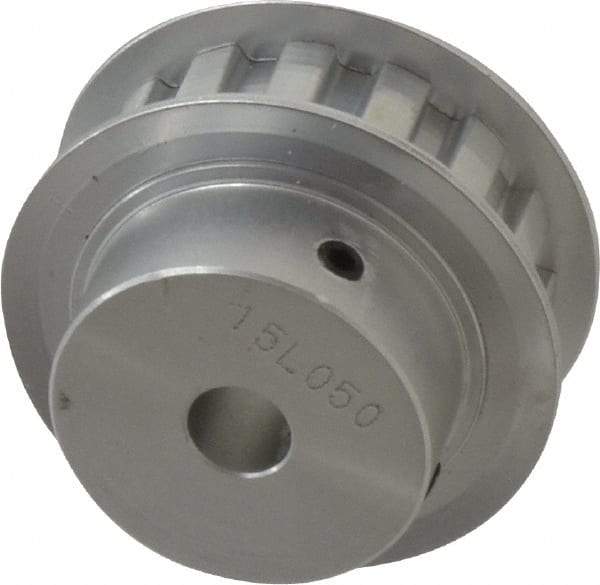 Power Drive - 15 Tooth, 3/8" Inside x 1.76" Outside Diam, Hub & Flange Timing Belt Pulley - 1/2" Belt Width, 1.79" Pitch Diam, 0.719" Face Width, Aluminum - Top Tool & Supply