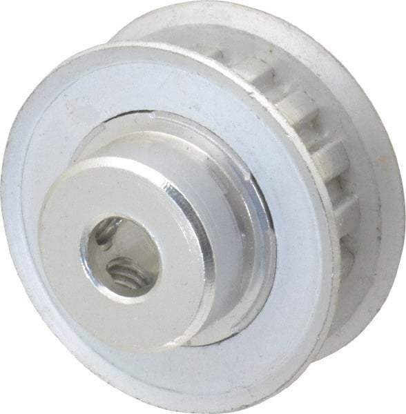 Power Drive - 15 Tooth, 1/4" Inside x 0.935" Outside Diam, Hub & Flange Timing Belt Pulley - 1/4" Belt Width, 0.955" Pitch Diam, 0.438" Face Width, Aluminum - Top Tool & Supply