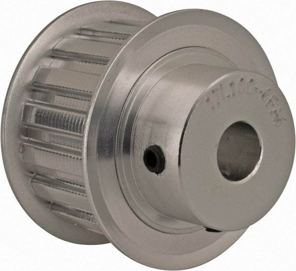 Power Drive - 17 Tooth, 1/2" Inside x 2" Outside Diam, Hub & Flange Timing Belt Pulley - 1" Belt Width, 2.029" Pitch Diam, 1-1/4" Face Width, Aluminum - Top Tool & Supply