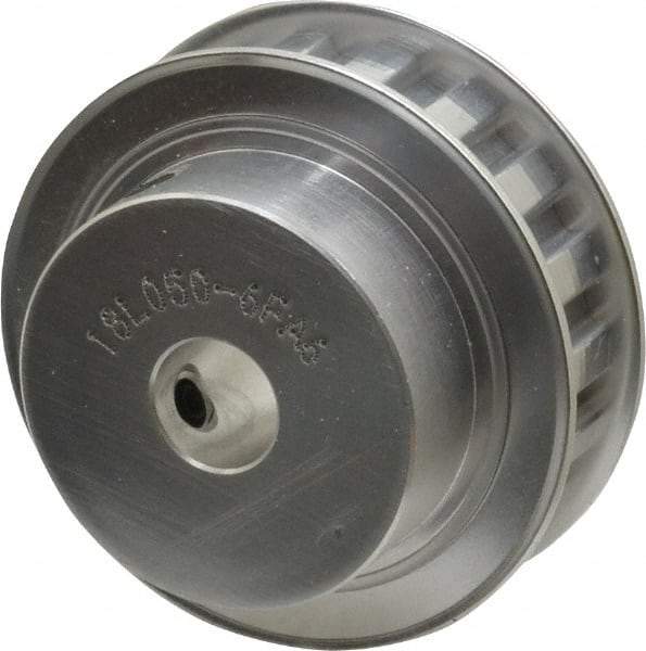 Power Drive - 18 Tooth, 1/2" Inside x 2.119" Outside Diam, Hub & Flange Timing Belt Pulley - 1/2" Belt Width, 2.149" Pitch Diam, 0.719" Face Width, Aluminum - Top Tool & Supply