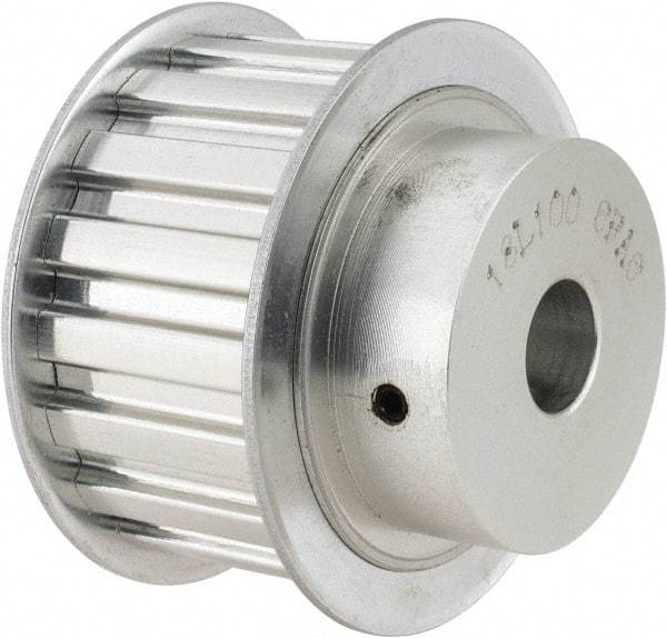 Power Drive - 18 Tooth, 1/2" Inside x 2.119" Outside Diam, Hub & Flange Timing Belt Pulley - 1" Belt Width, 2.149" Pitch Diam, 1-1/4" Face Width, Aluminum - Top Tool & Supply