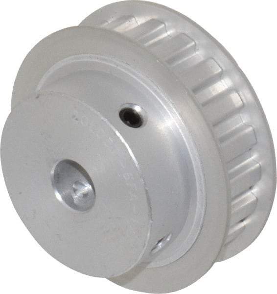 Power Drive - 20 Tooth, 1/2" Inside x 2.357" Outside Diam, Hub & Flange Timing Belt Pulley - 1/2" Belt Width, 2.387" Pitch Diam, 0.719" Face Width, Aluminum - Top Tool & Supply