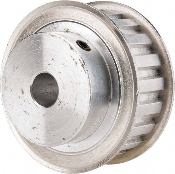 Power Drive - 20 Tooth, 1/2" Inside x 2.357" Outside Diam, Hub & Flange Timing Belt Pulley - 3/4" Belt Width, 2.387" Pitch Diam, 1" Face Width, Aluminum - Top Tool & Supply