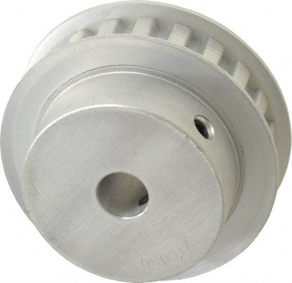 Power Drive - 21 Tooth, 1/2" Inside x 2.477" Outside Diam, Hub & Flange Timing Belt Pulley - 1/2" Belt Width, 2.507" Pitch Diam, 3/4" Face Width, Aluminum - Top Tool & Supply