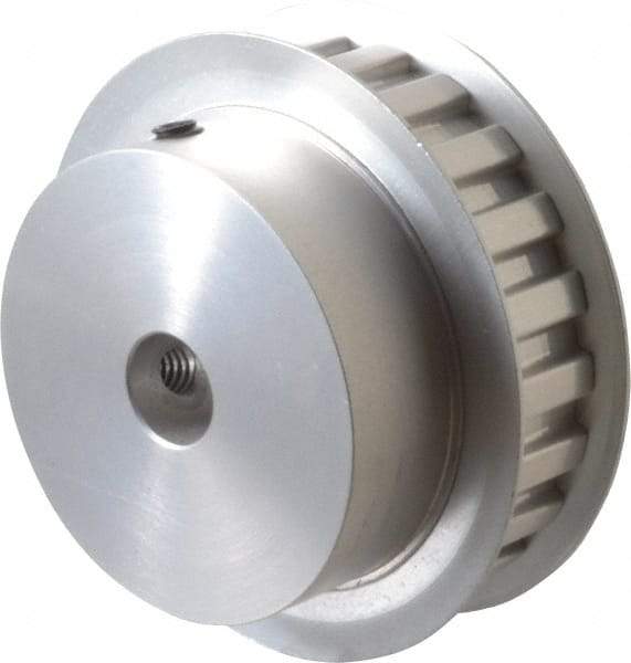 Power Drive - 22 Tooth, 1/2" Inside x 2.596" Outside Diam, Hub & Flange Timing Belt Pulley - 1/2" Belt Width, 2.626" Pitch Diam, 3/4" Face Width, Aluminum - Top Tool & Supply