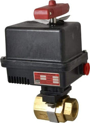 Gemini Valve - 1" Pipe, 720 psi WOG Rating Brass Electric Actuated Ball Valve - Reinforced PTFE Seal, Standard Port, Threaded (NPT) End Connection - Top Tool & Supply